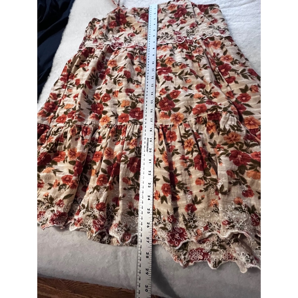 American Eagle Floral Babydoll Mini Dress Medium Lace Trim Boho Cottagecore M - Picture 4 of 10